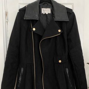 BCBGeneration Peplum Moto Wool Peacoat, M